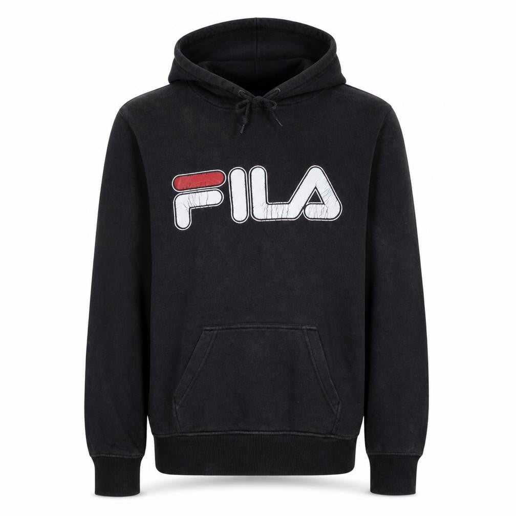 FILA Mens Black Pullover Hoodie Size M Graphic Logo Sportswear