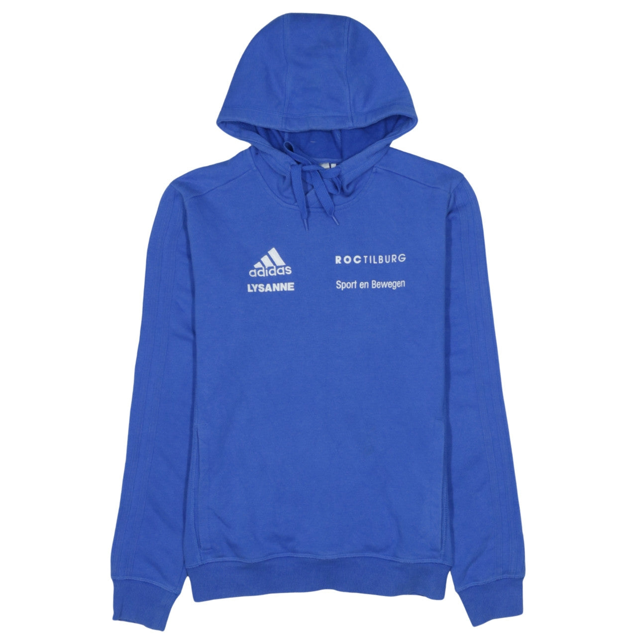 Adidas Men's Blue XS Pullover Hoodie with Logo and Drawstring