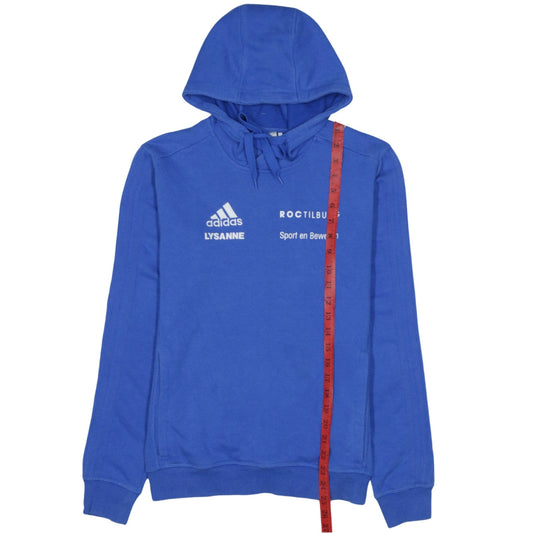 Adidas Men's Blue XS Pullover Hoodie with Logo and Drawstring