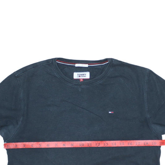 Tommy Jeans Men's Black Regular Fit Cotton Crew Neck T-Shirt S
