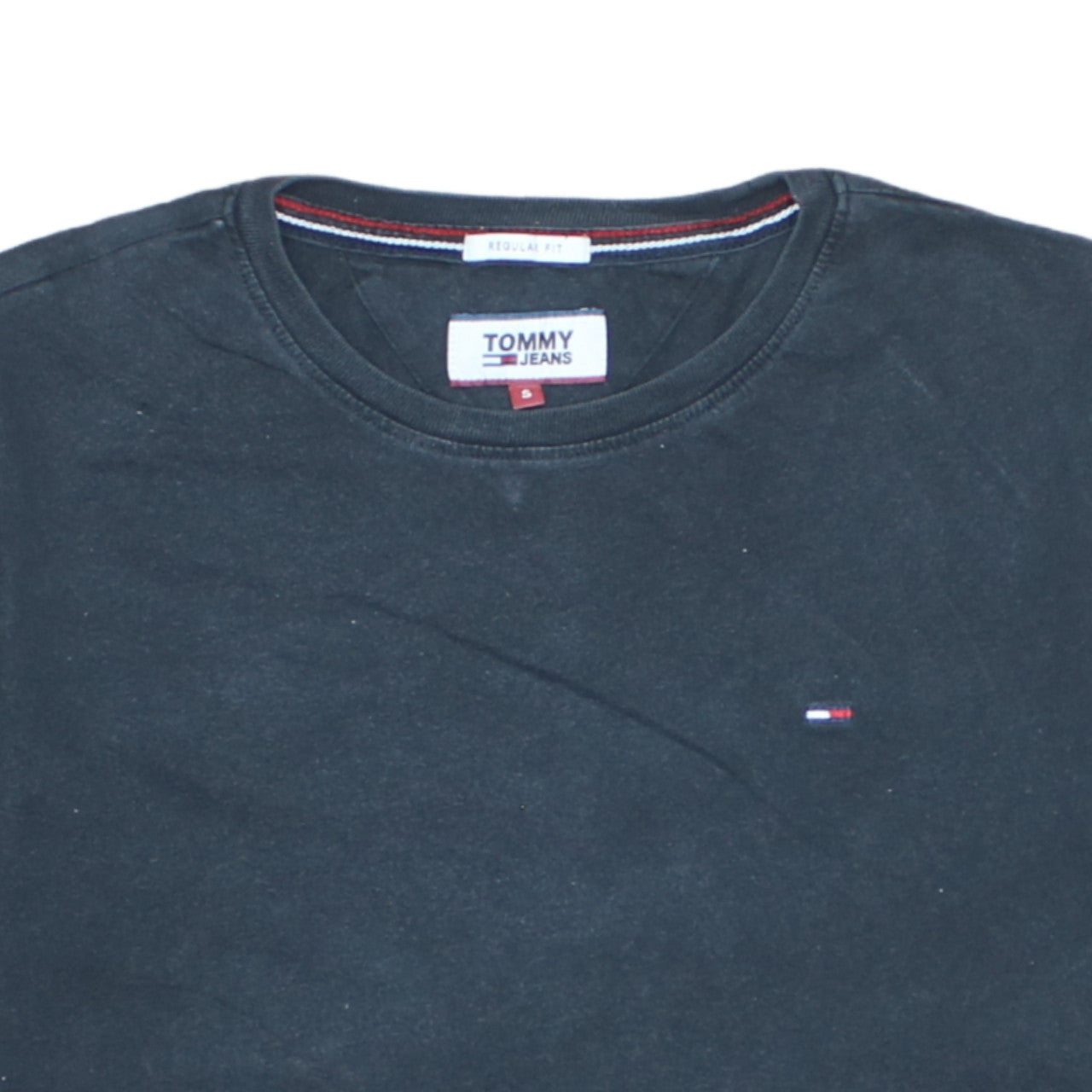 Tommy Jeans Men's Black Regular Fit Cotton Crew Neck T-Shirt S