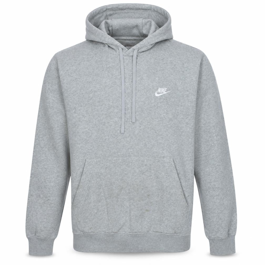 Nike Men's Grey Pullover Hoodie M Regular Fit Fleece Sweatshirt