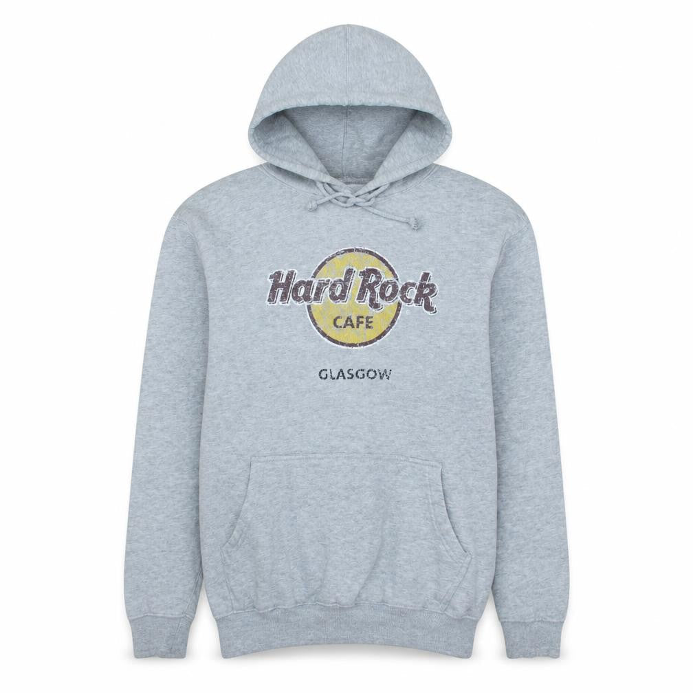 Hard Rock Cafe Glasgow Men's Grey Pullover Hoodie Size L