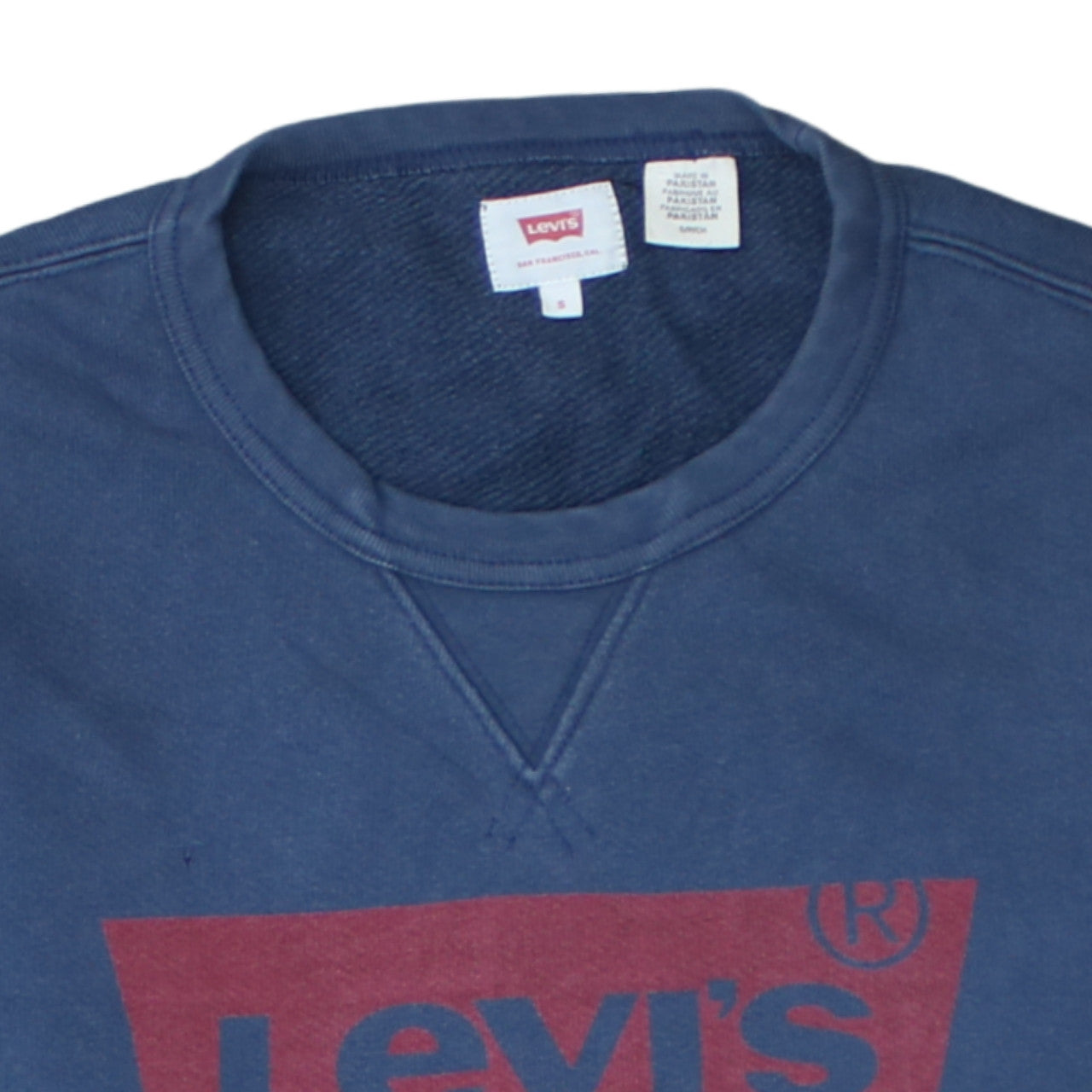 Levi's Men's Blue Crew Neck Logo Sweatshirt Size S Regular Fit