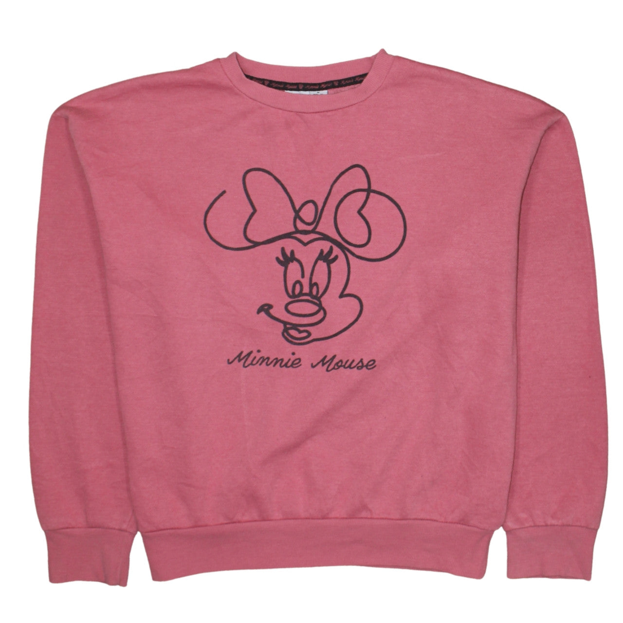 Disney Women Pink Minnie Mouse Crew Neck Sweatshirt Size 12/14