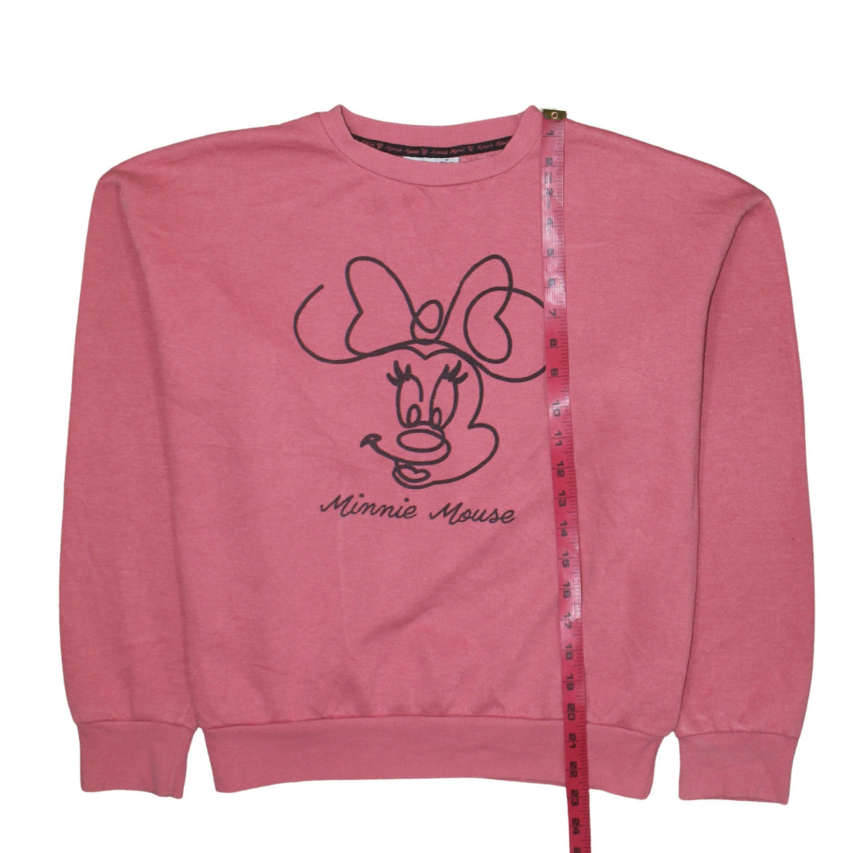 Disney Women Pink Minnie Mouse Crew Neck Sweatshirt Size 12/14