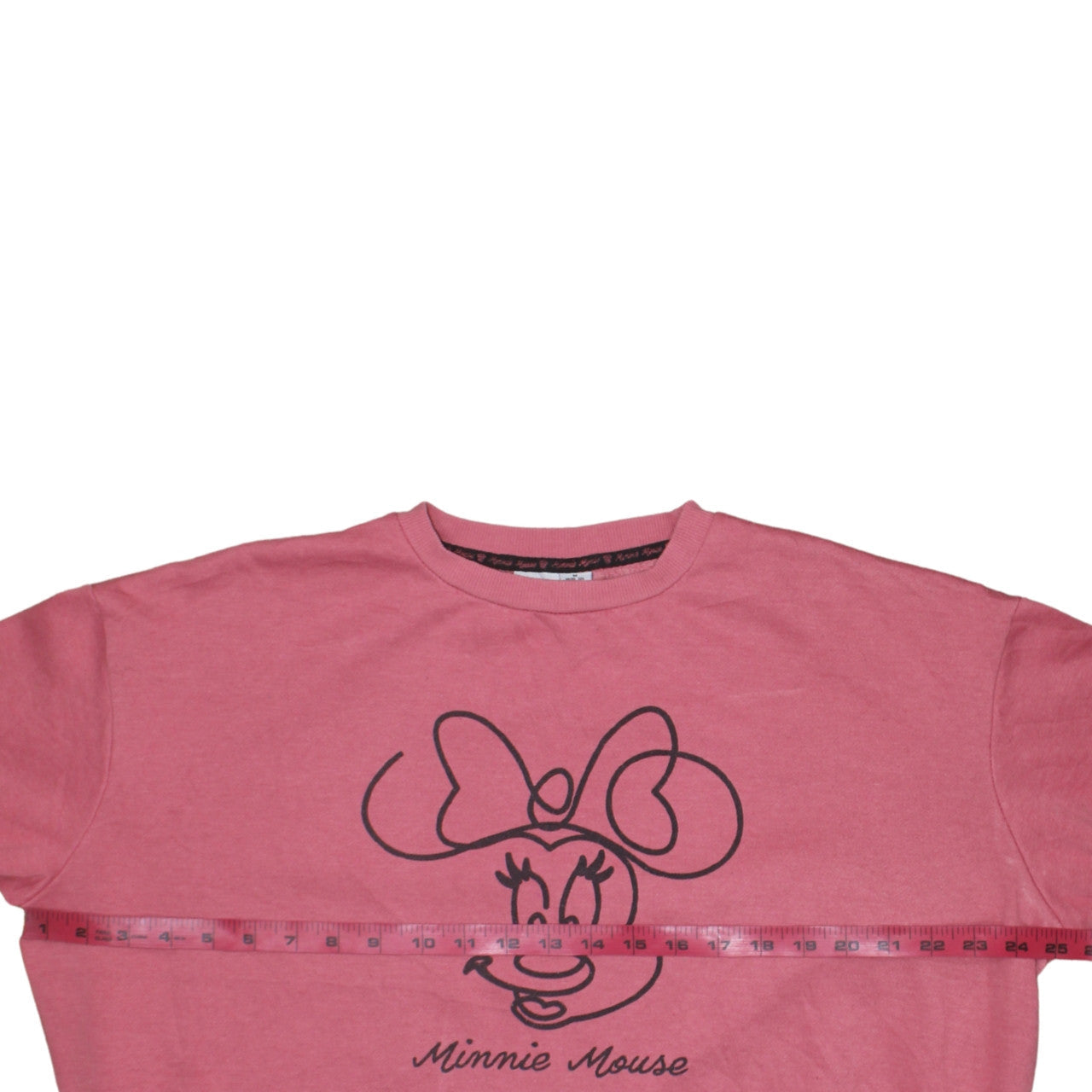 Disney Women Pink Minnie Mouse Crew Neck Sweatshirt Size 12/14