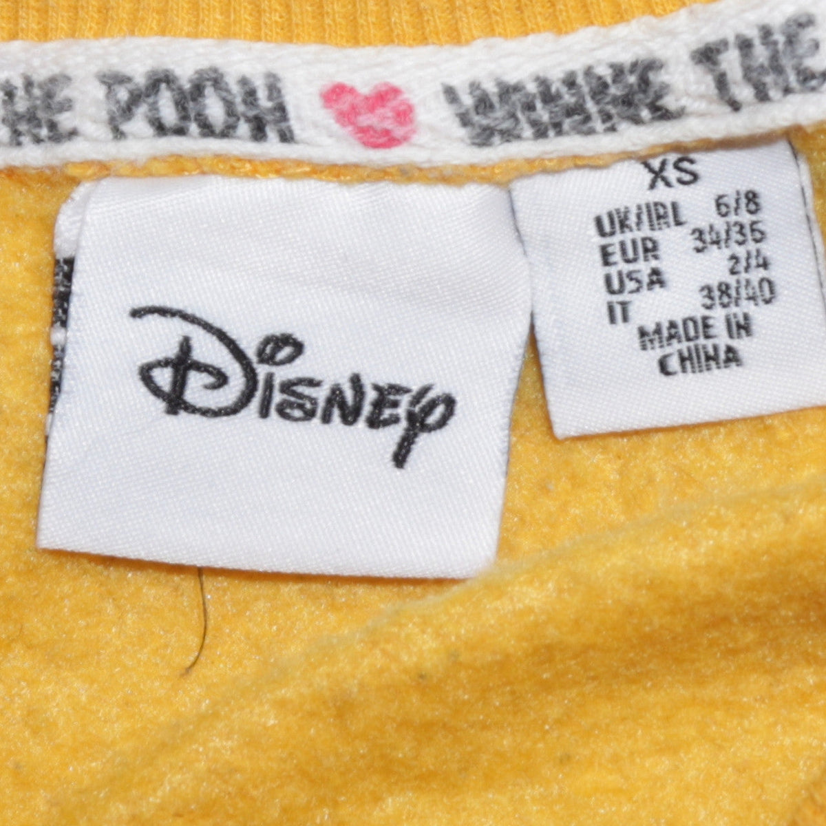 Disney Winnie the Pooh Yellow Women's XS Pullover Sweatshirt