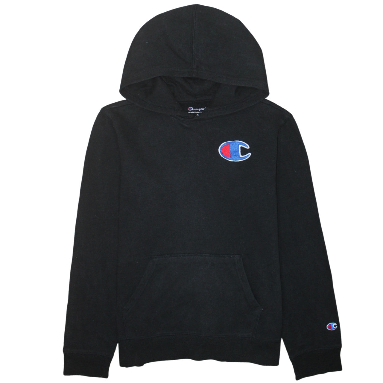 Champion Womens Black XL Pullover Hoodie With Logo Detail