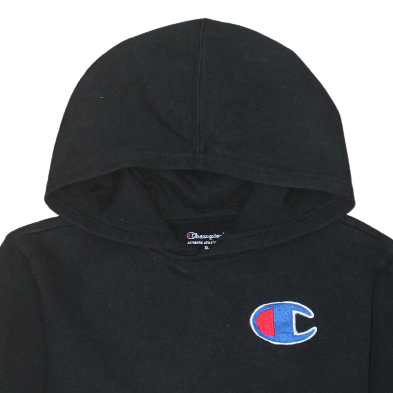 Champion Womens Black XL Pullover Hoodie With Logo Detail