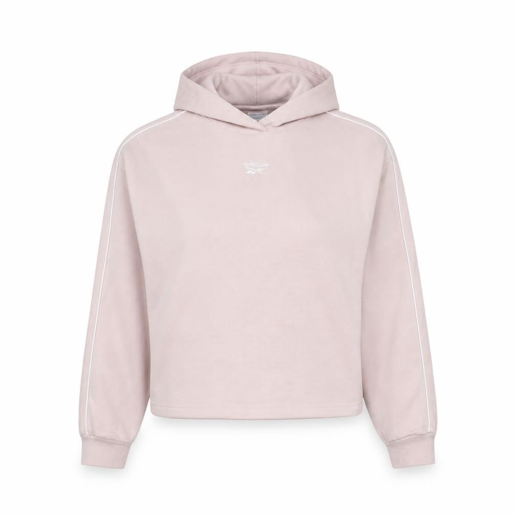 Reebok Womens Light Pink Pullover Hoodie Small Relaxed Fit Sweatshirt