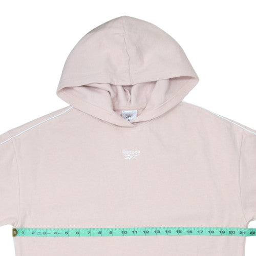 Reebok Womens Light Pink Pullover Hoodie Small Relaxed Fit Sweatshirt
