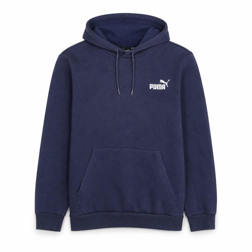Puma Men Blue Pullover Hoodie Small Fleece Logo Hooded Sweatshirt