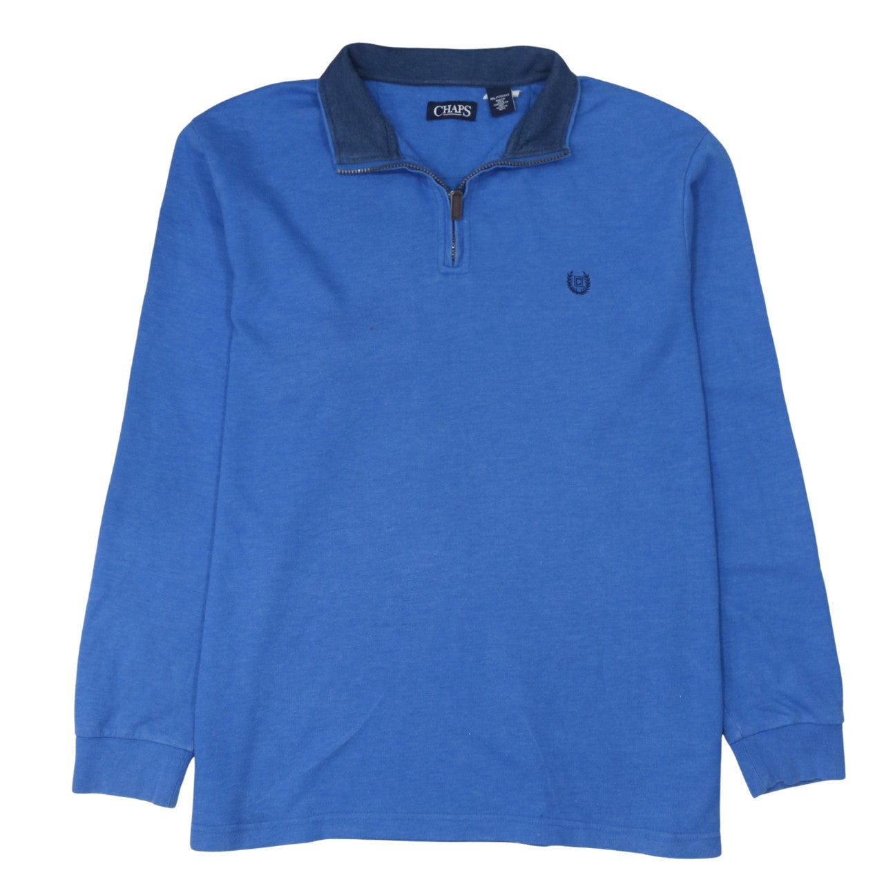Chaps Men Blue 2XL Collared 1/4 Zip Cotton Blend Sweatshirt