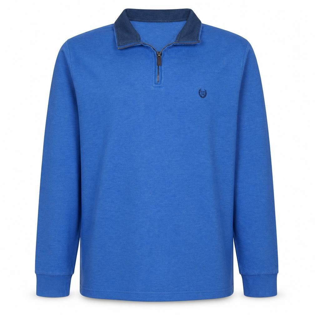 Chaps Men Blue 2XL Collared 1/4 Zip Cotton Blend Sweatshirt