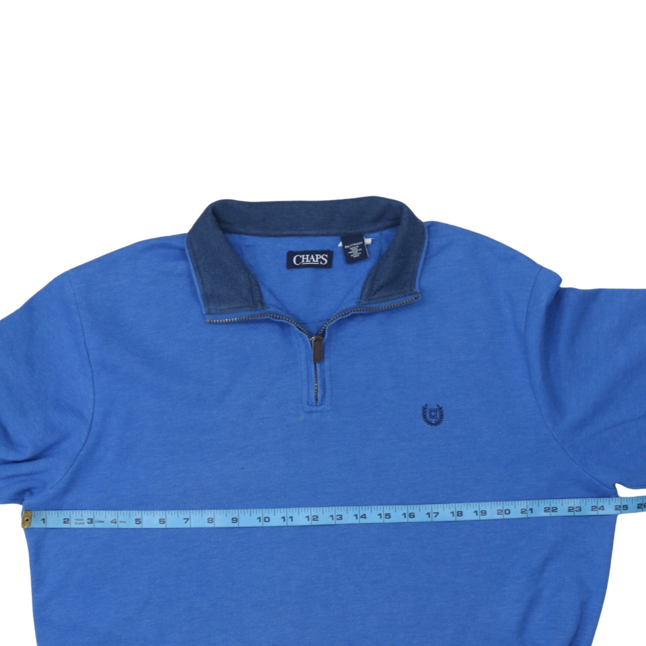Chaps Men Blue 2XL Collared 1/4 Zip Cotton Blend Sweatshirt