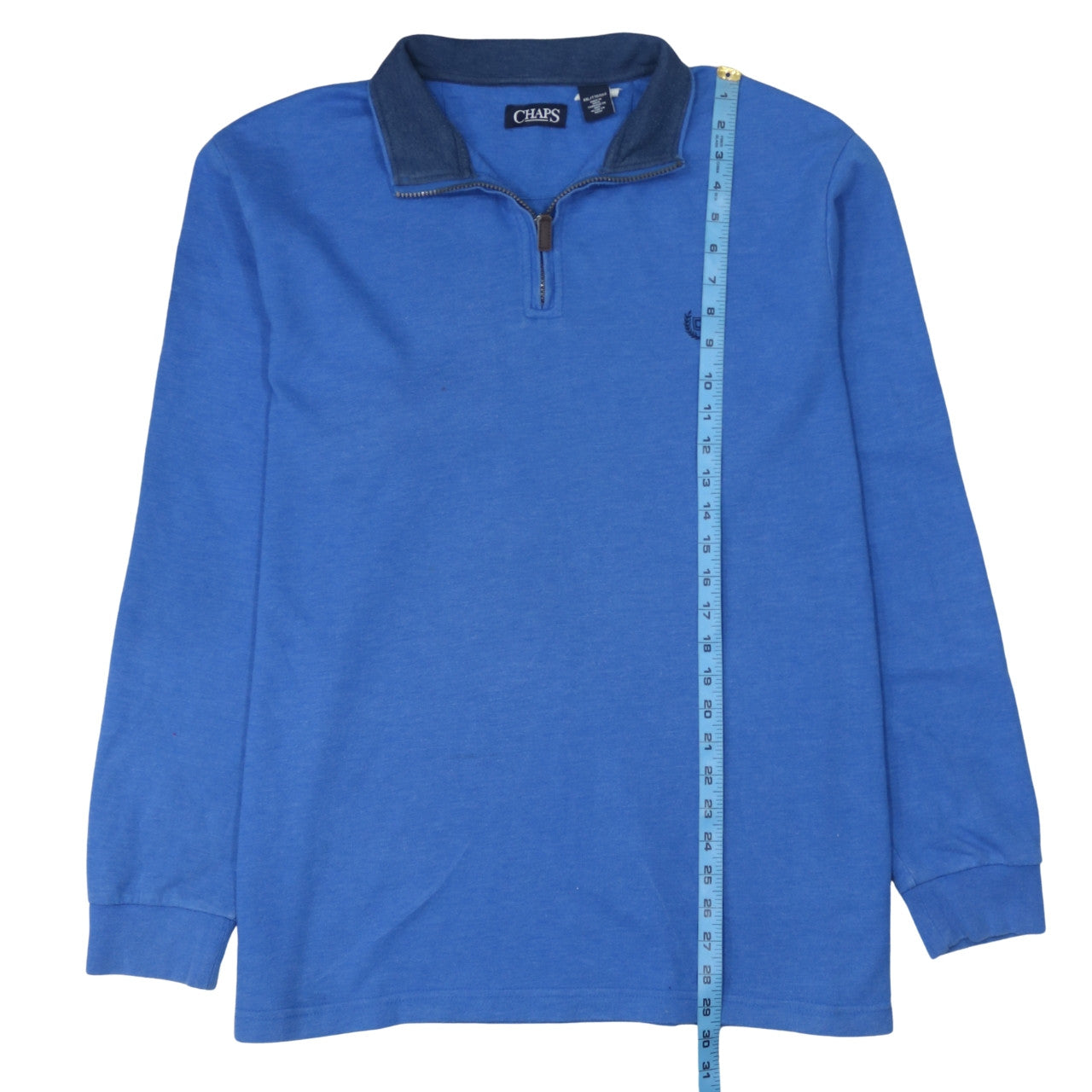 Chaps Men Blue 2XL Collared 1/4 Zip Cotton Blend Sweatshirt
