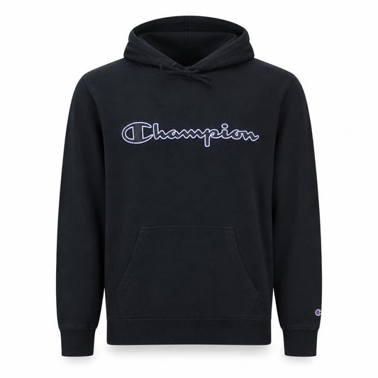 Champion Men's Black Pullover Hoodie Medium Logo Fleece Sweatshirt