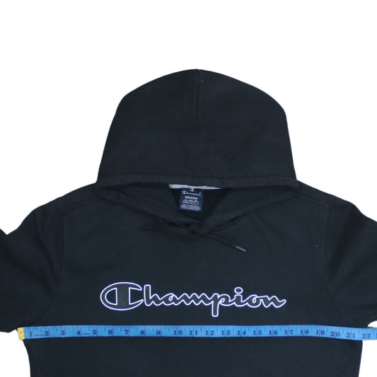 Champion Men's Black Pullover Hoodie Medium Logo Fleece Sweatshirt