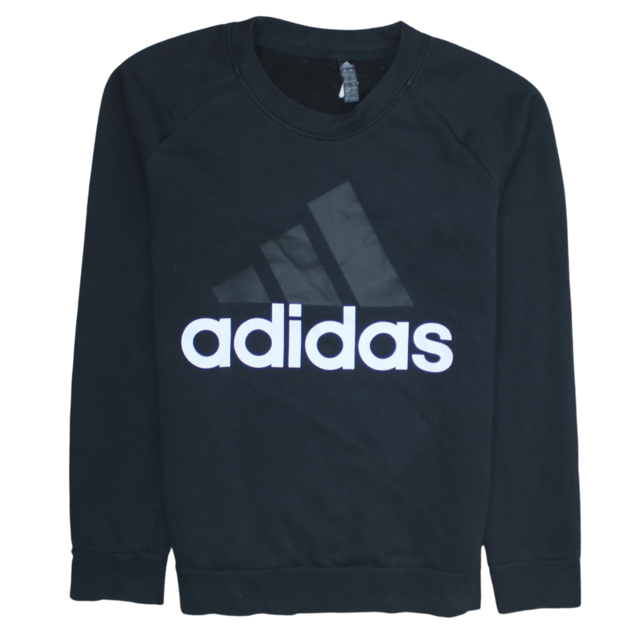 Adidas Womens Black Cotton Pullover Sweatshirt Size L