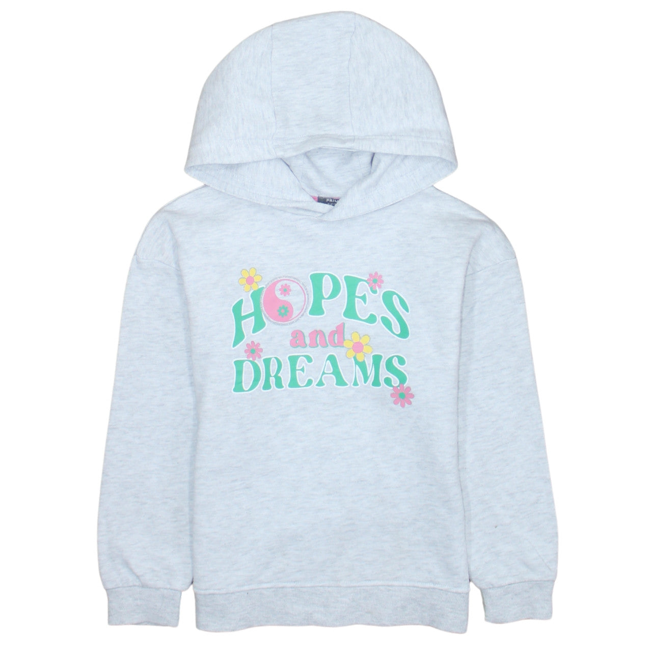 Primark Girls Grey 'Hopes and Dreams' Pullover Hoodie 8-9 Years