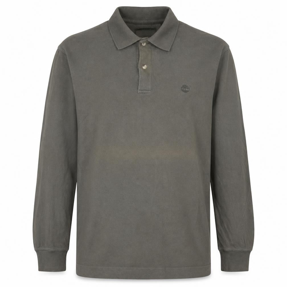 Timberland Men’s Grey Long Sleeve Collared Cotton Polo Shirt M