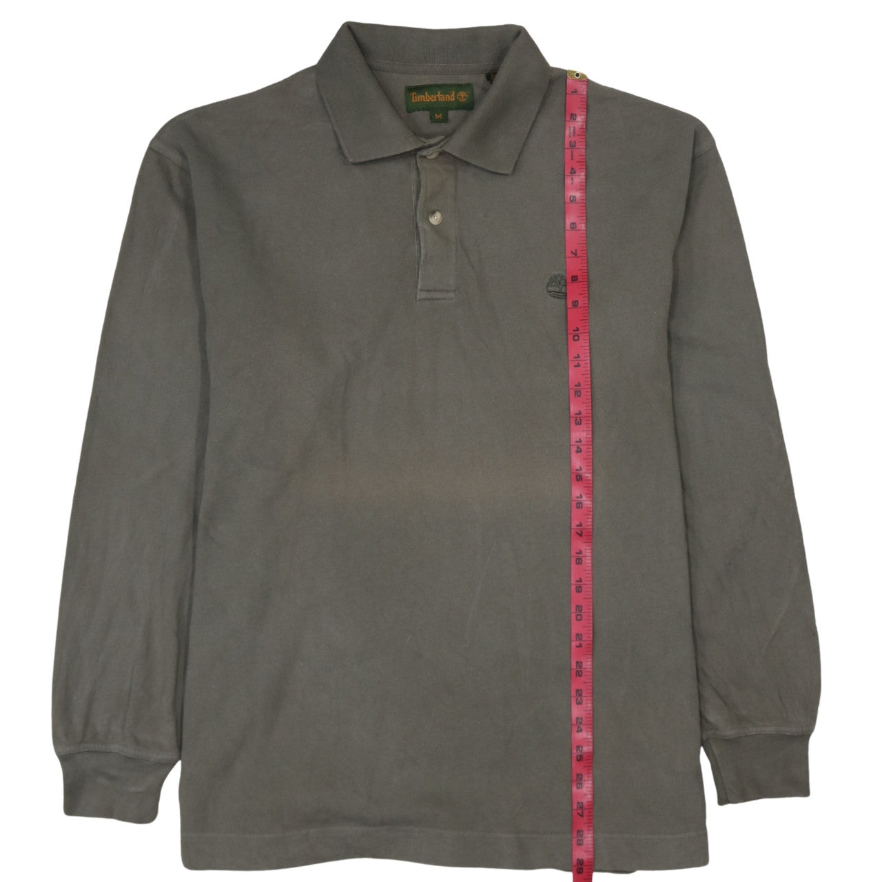 Timberland Men’s Grey Long Sleeve Collared Cotton Polo Shirt M