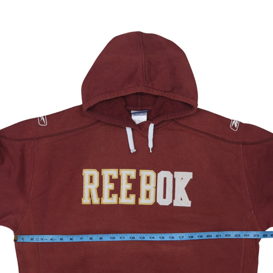 Reebok Mens Red L Pullover Hoodie Logo Sports Style Sweatshirt