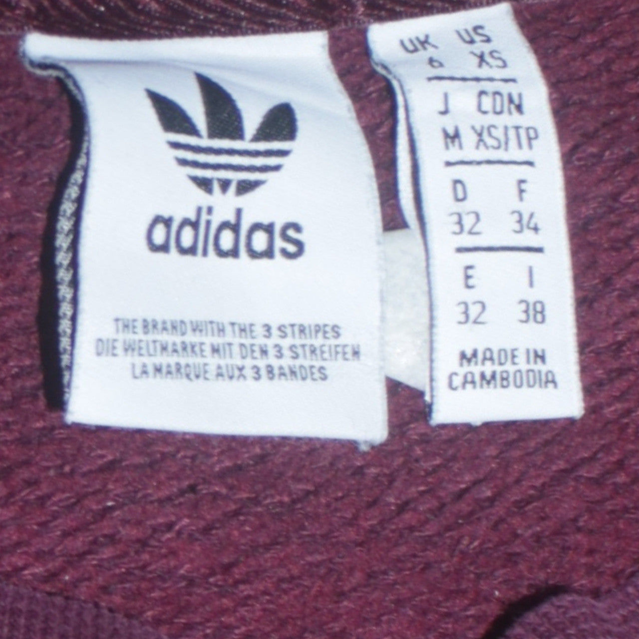 Adidas Womens Burgundy Black Crew Neck Pullover Sweatshirt XS