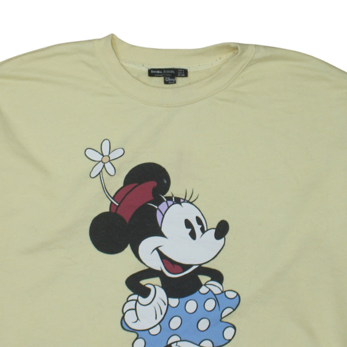 Bershka Women Yellow Disney Minnie Mouse Pullover Sweatshirt S