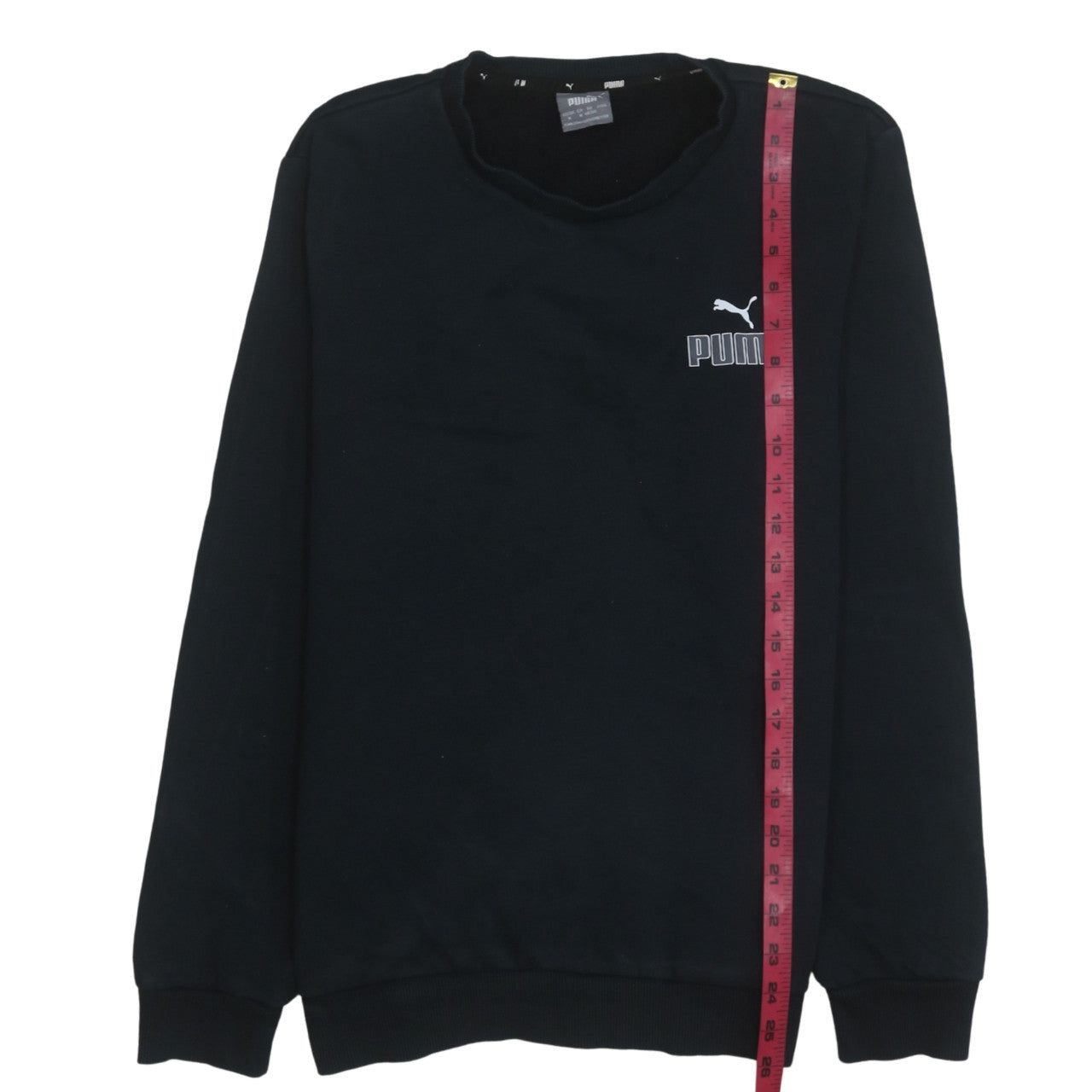 Puma Men’s Black Crew Neck Logo Sweatshirt Size M Regular Fit