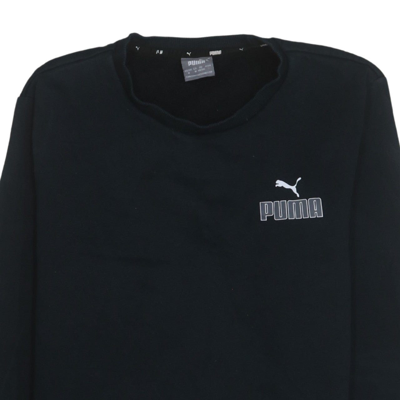 Puma Men’s Black Crew Neck Logo Sweatshirt Size M Regular Fit