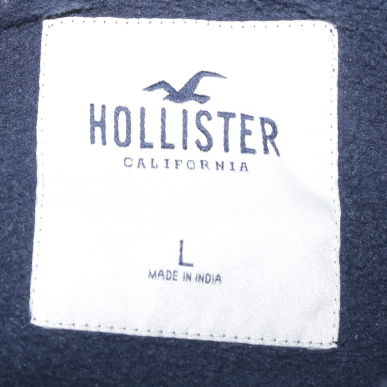 Hollister Men's Blue Embroidered Logo Crew Neck Pullover Sweatshirt L