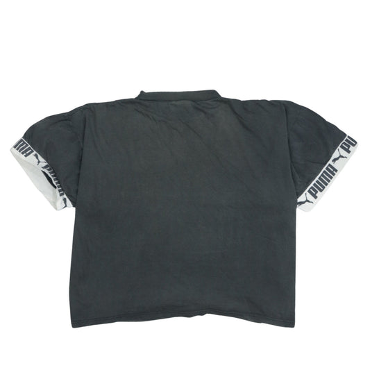 Puma Womens Black Cropped Relaxed Fit Cotton T-Shirt Size M