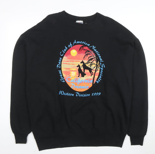 Jerzees Men’s Black XL Pullover Sweatshirt California Dreamin’ Retro Graphic