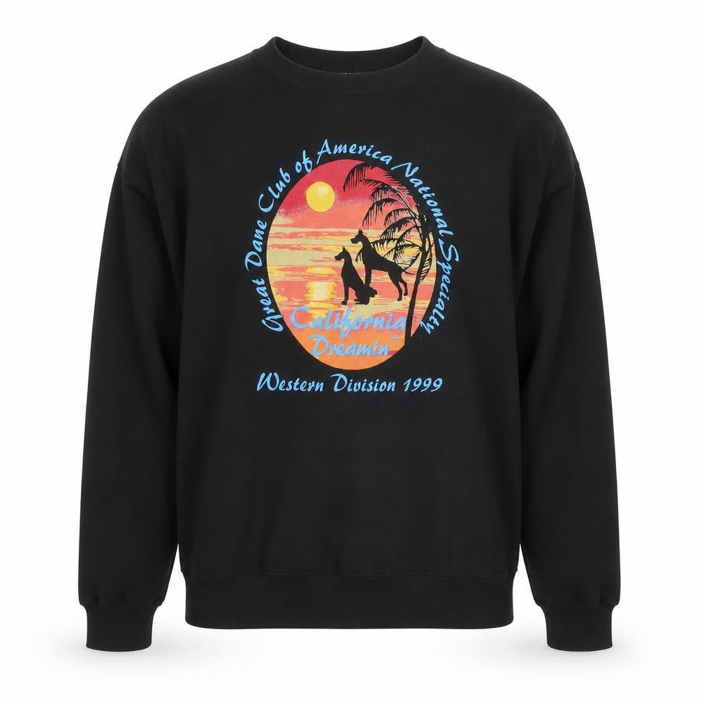 Jerzees Men’s Black XL Pullover Sweatshirt California Dreamin’ Retro Graphic
