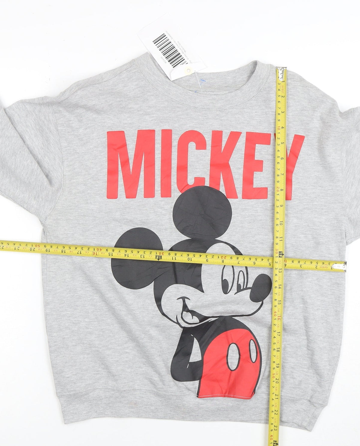 Disney Women’s Grey Mickey Mouse Cotton Blend Crew Neck Sweatshirt M