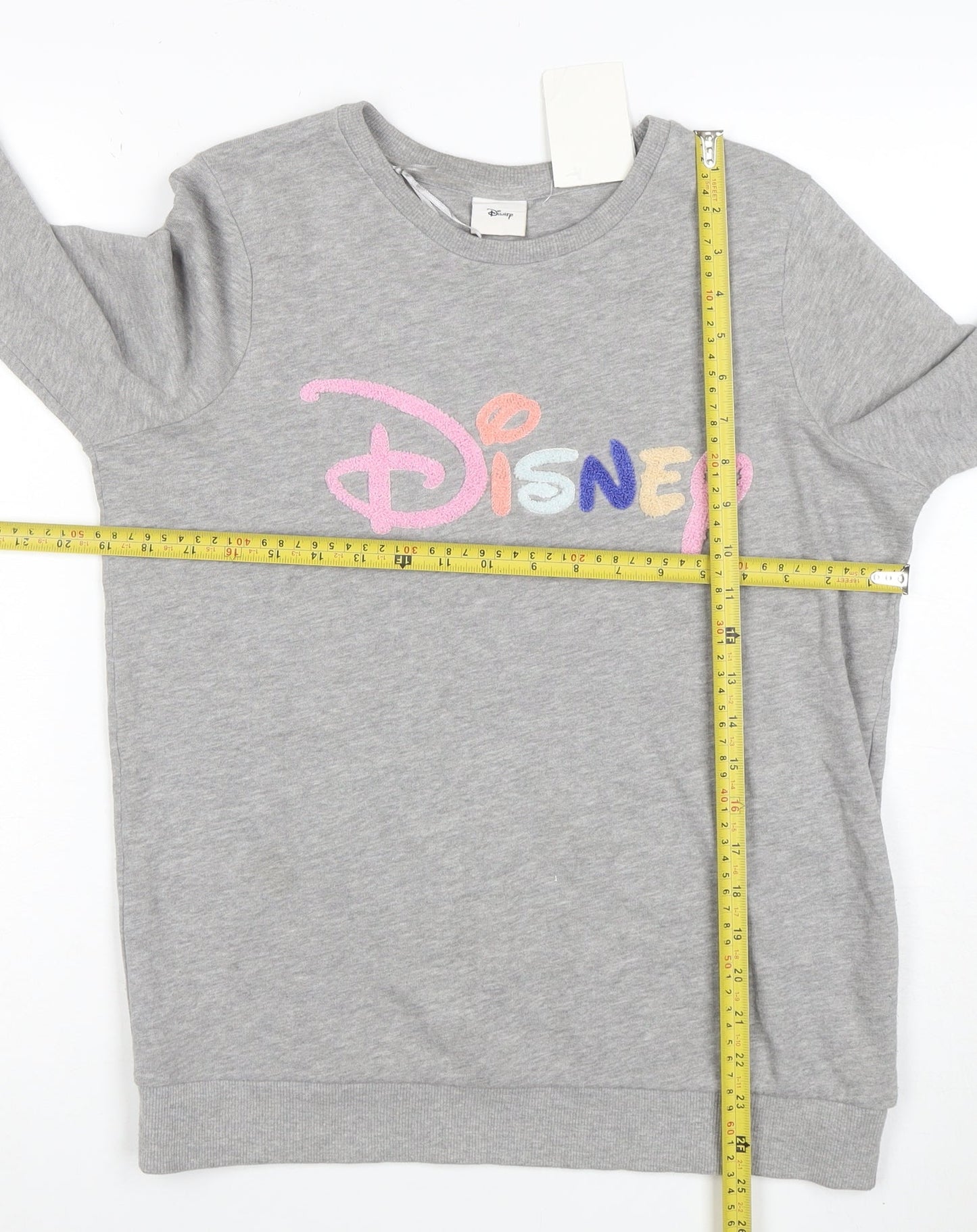 Disney TU Women Grey Cotton Blend Pullover Sweatshirt Size 10