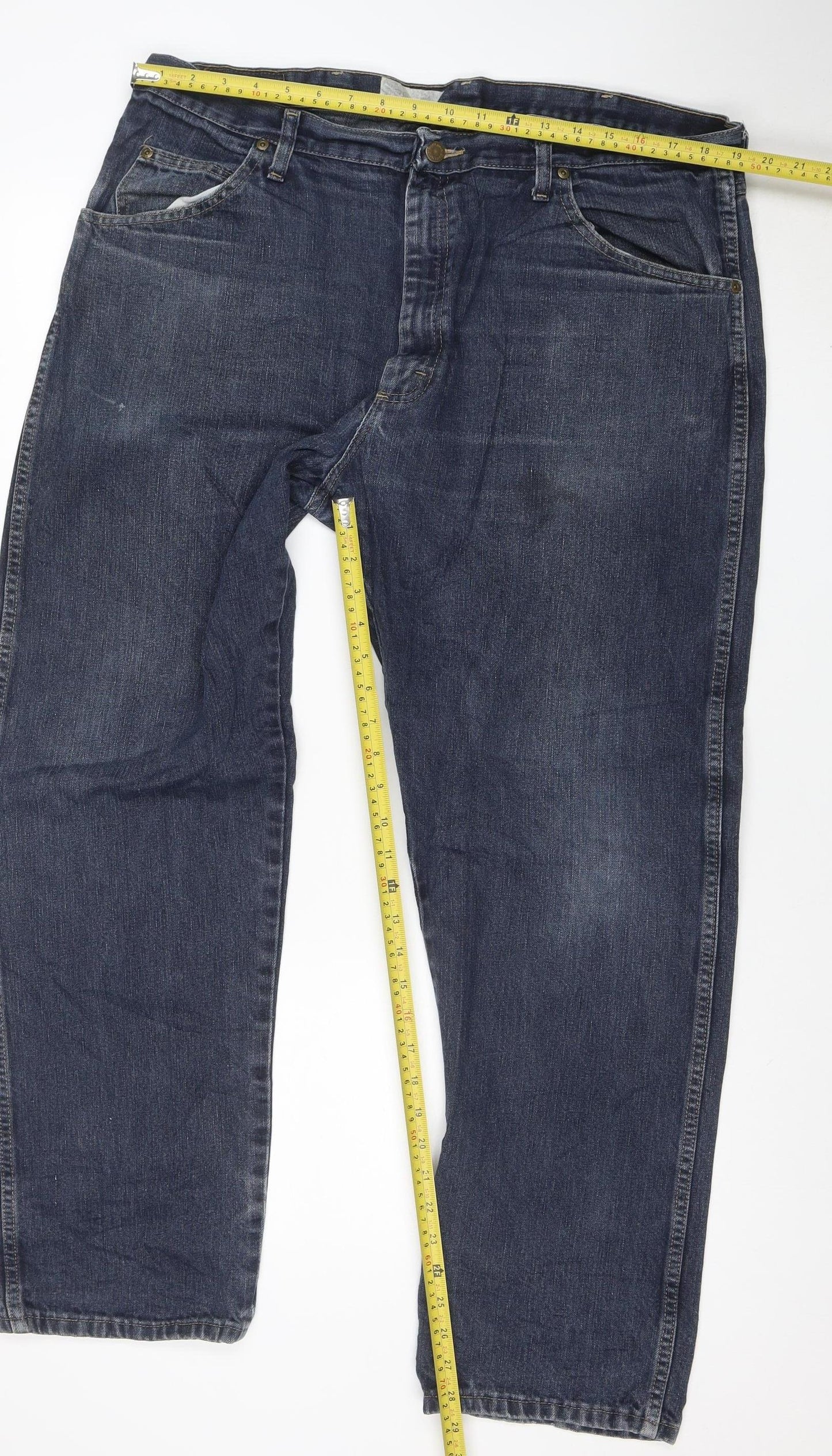 Wrangler Men's Blue 40x30 Regular Fit Straight Denim Jeans