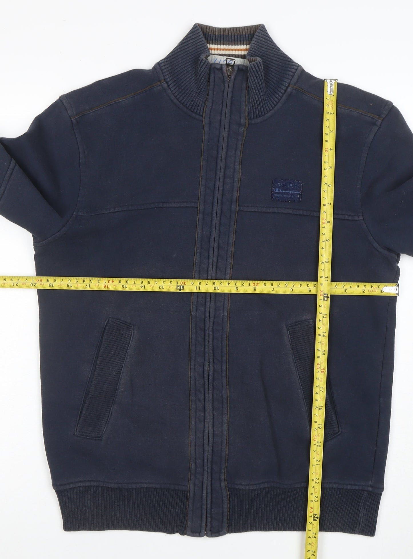 Champion Men's Blue Full Zip Sweatshirt Medium Cotton Blend