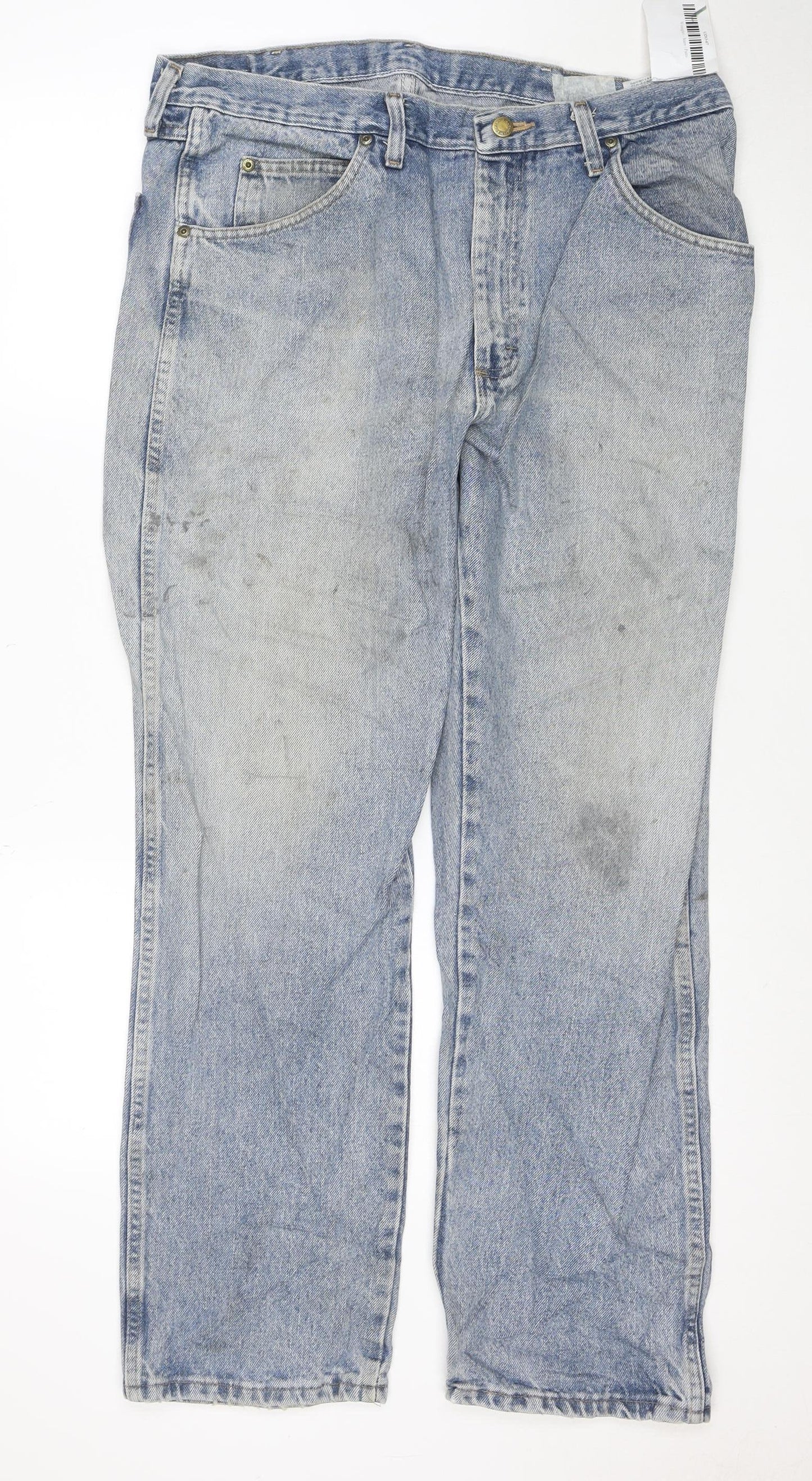 Wrangler Men's Blue 36x30 Regular Fit Straight Leg Denim Jeans