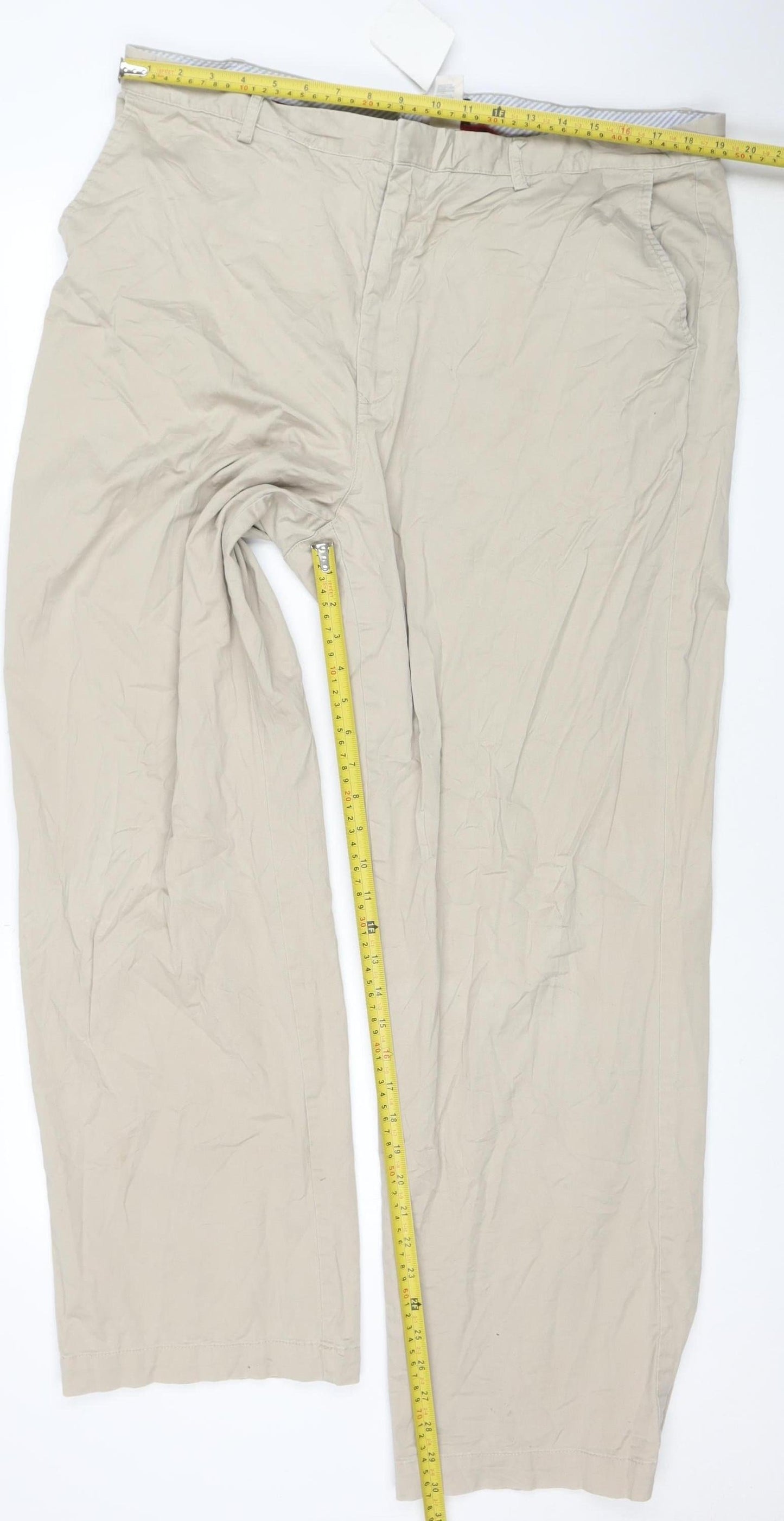 Tommy Hilfiger Men's Beige Chino Trousers 40W 32L Classic Fit Cotton
