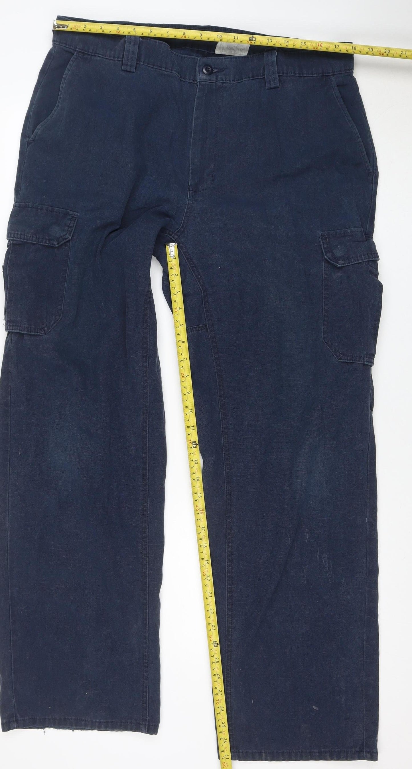 Wrangler Men's Blue Cargo Workwear Trousers 38x34 Cotton Blend