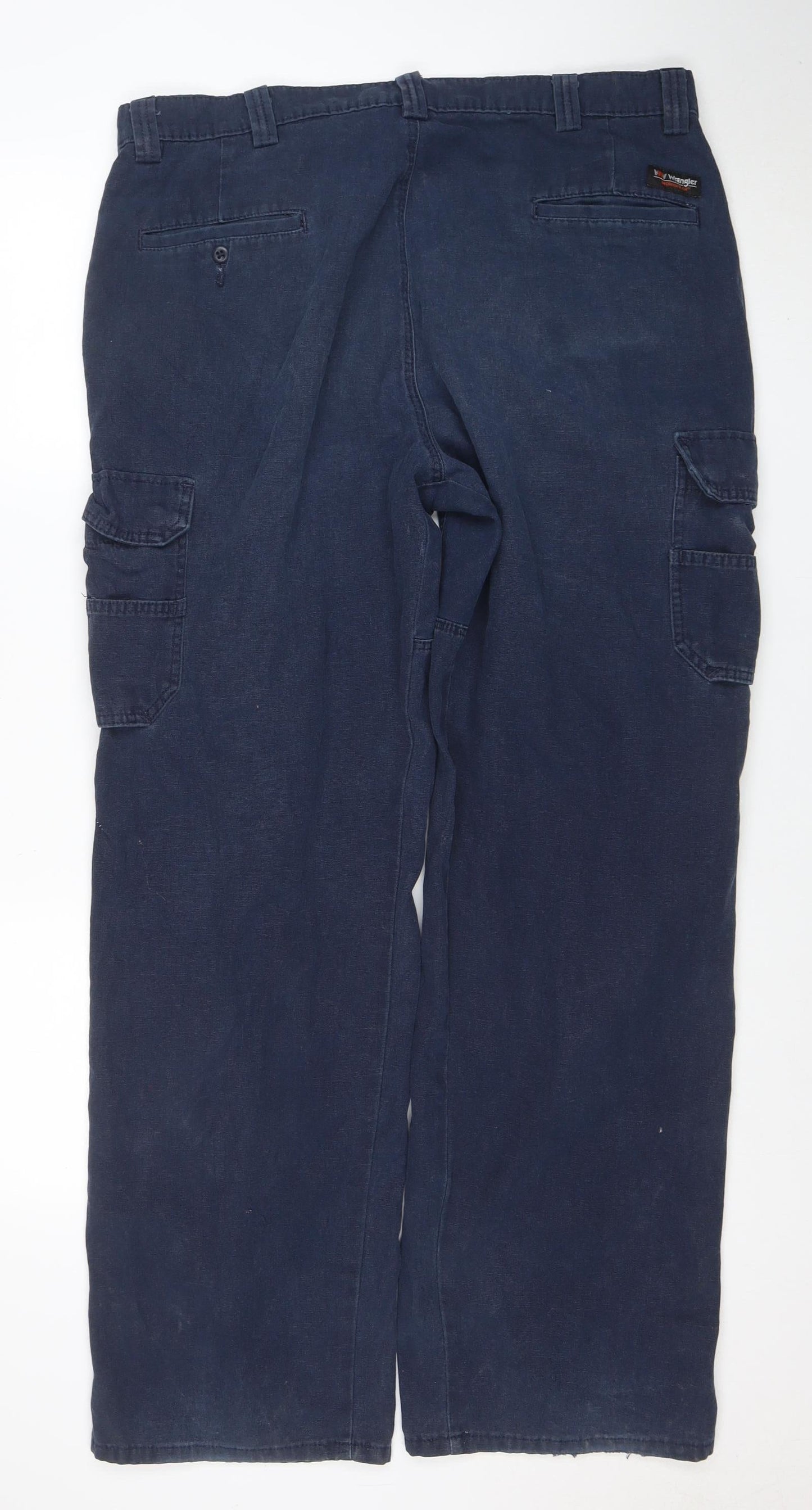 Wrangler Men's Blue Cargo Workwear Trousers 38x34 Cotton Blend