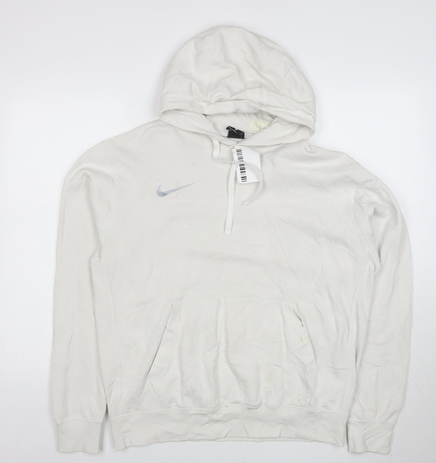 Nike Women White M Pullover Hoodie Cotton Blend Casual