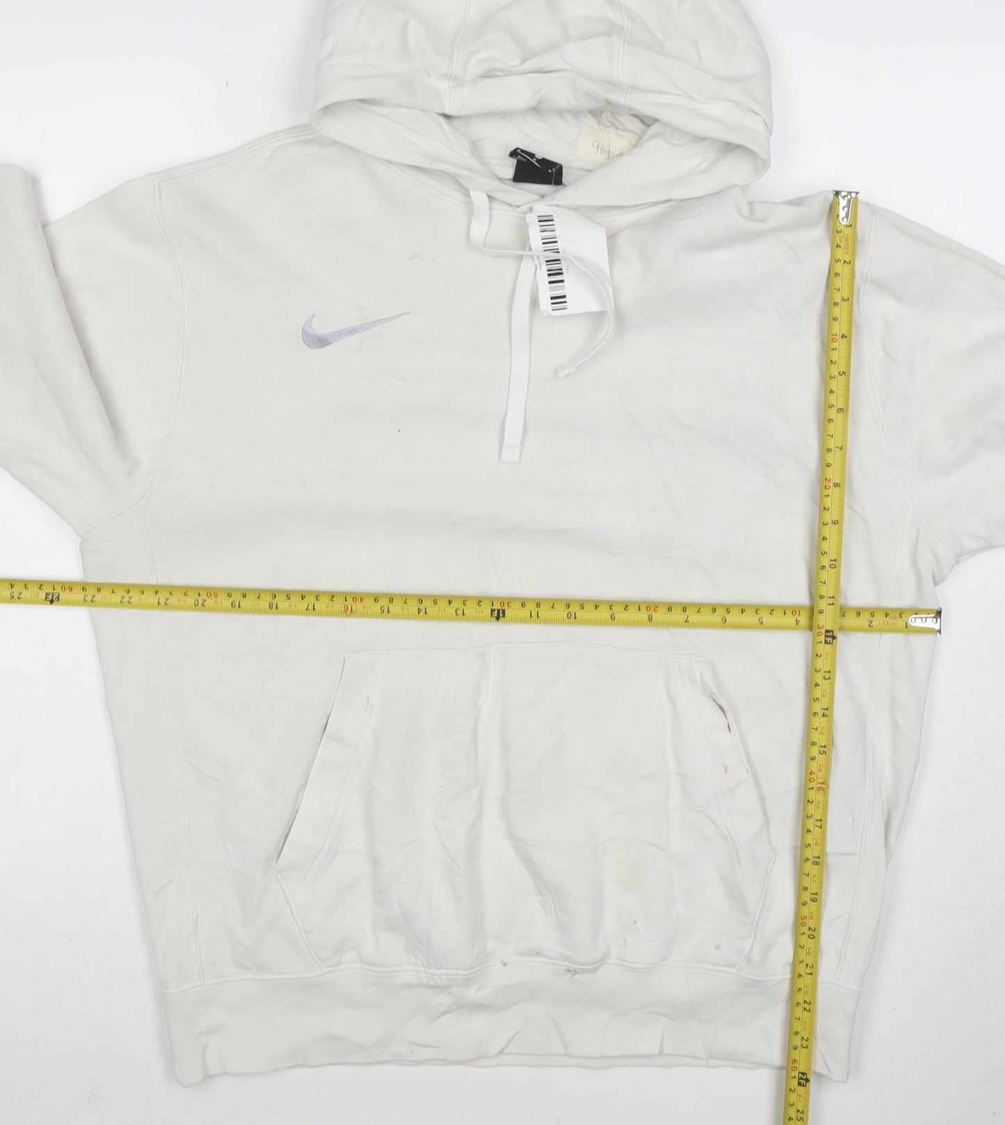 Nike Women White M Pullover Hoodie Cotton Blend Casual
