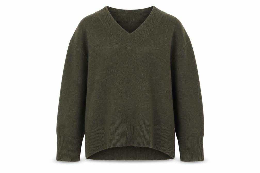 River Island Men's Green V-Neck Wool Blend Jumper XS