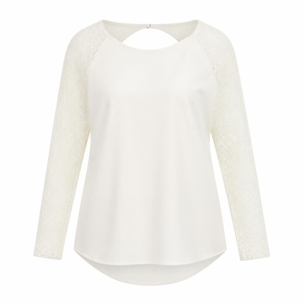 VILA Women's Ivory Lace Long Sleeve Blouse Size M