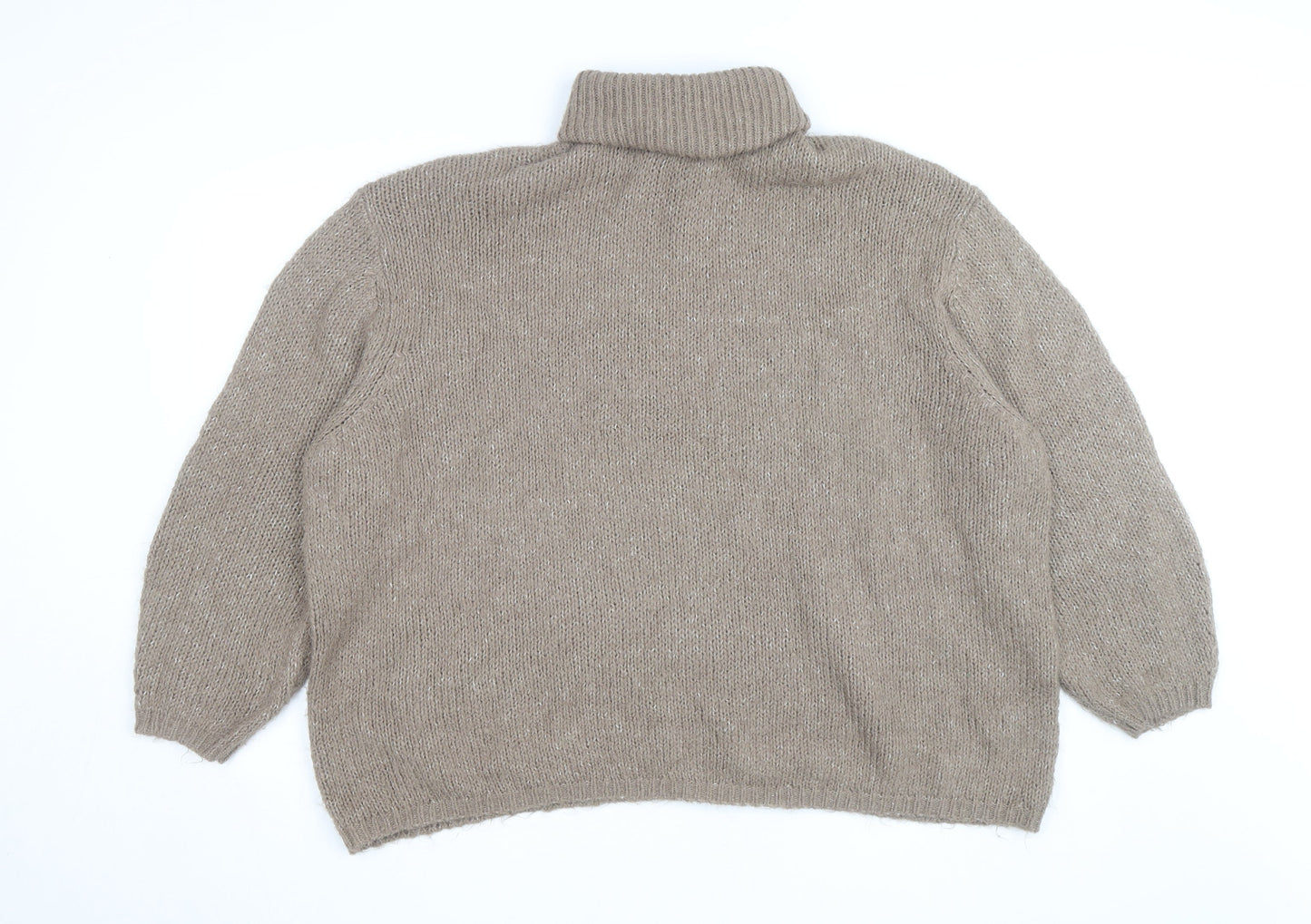 ASOS Women's Beige Roll Neck Chunky Knit Jumper Size 14