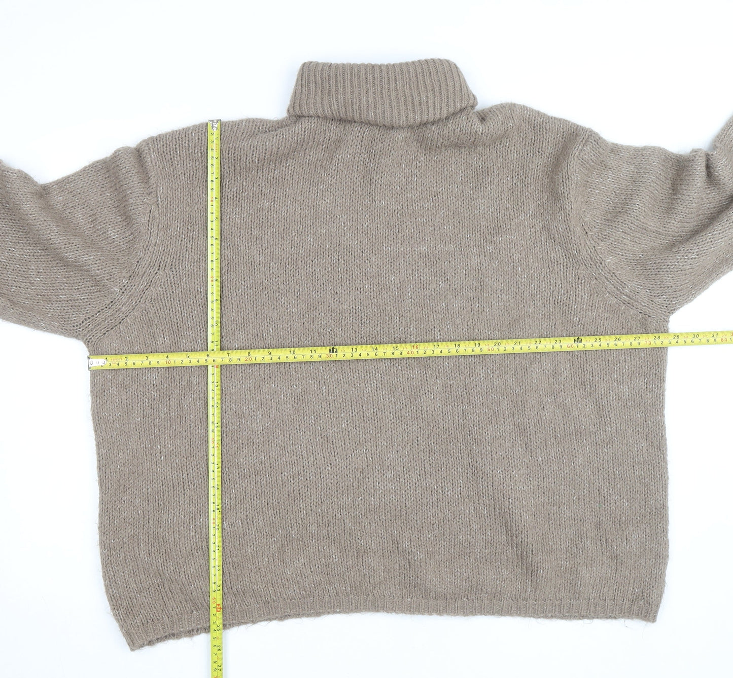 ASOS Women's Beige Roll Neck Chunky Knit Jumper Size 14